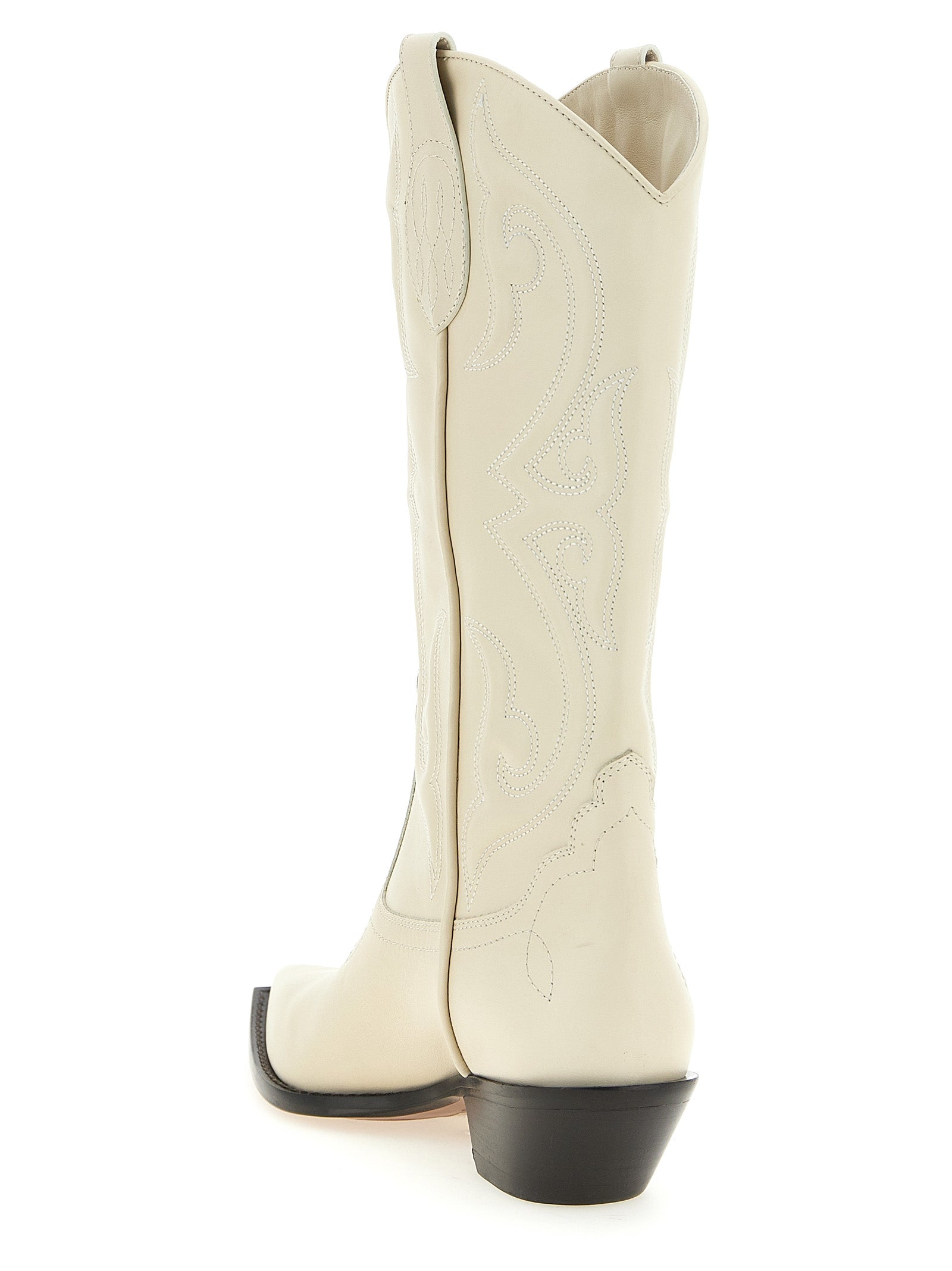 Chelsea Boots by Sonora for women in calfskin leather white & patterned features an avant-garde Women's Calfskin Leather Chelsea Boots silhouette, defined by a sophisticated and a avant-garde pointed toe style.
