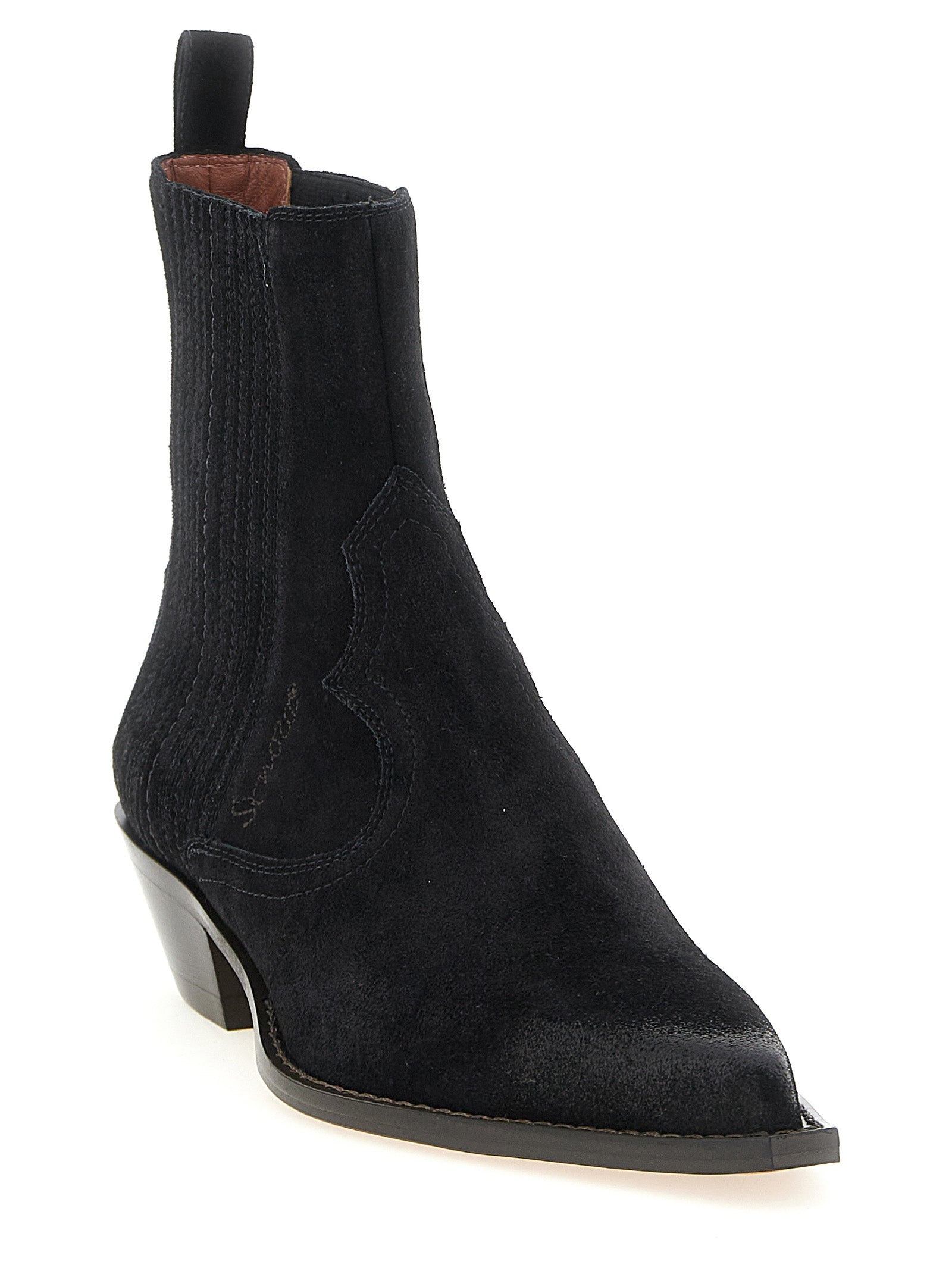 Ankle Chelsea Boots by Sonora for women in bos taurus calf suede leather black showcases a ergonomic silhouette from the Women's Bos Taurus Calf Suede Leather Ankle Chelsea Boots collection, featuring a ergonomic and a ergonomic pointed toe style.
