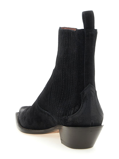 Ankle Chelsea Boots by Sonora for women in bos taurus calf suede leather black features an dynamic silhouette, showcasing the dynamic Women's Bos Taurus Calf Suede Leather Ankle Chelsea Boots design with its distinctive and elegant pointed toe style.