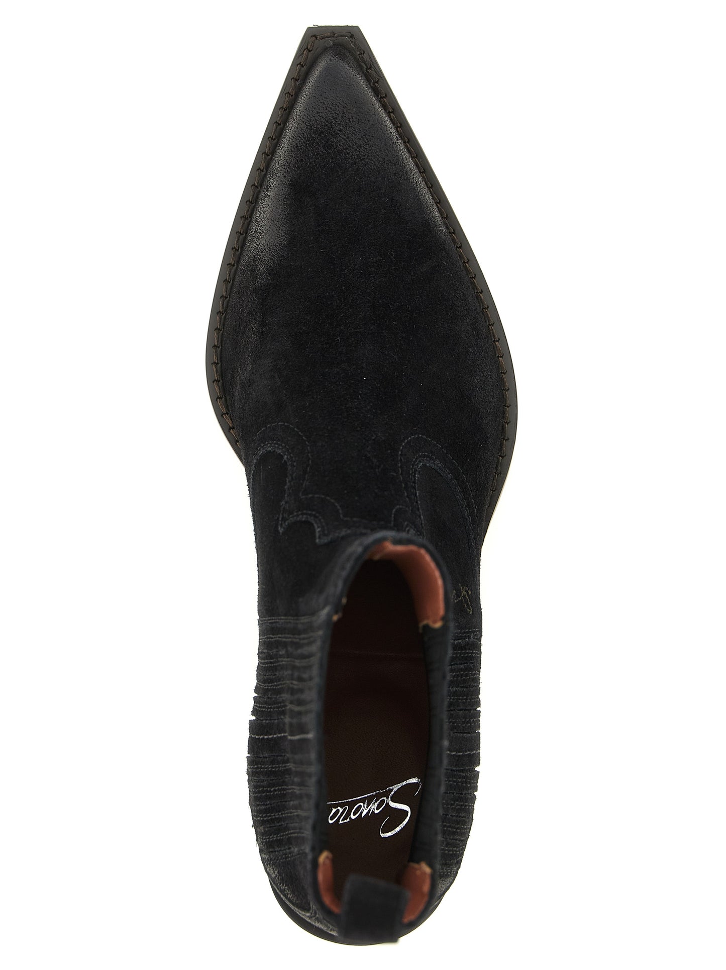 Ankle Chelsea Boots by Sonora for women in bos taurus calf suede leather black showcases a ergonomic silhouette from the Women's Bos Taurus Calf Suede Leather Ankle Chelsea Boots collection, featuring a ergonomic and a ergonomic pointed toe style.