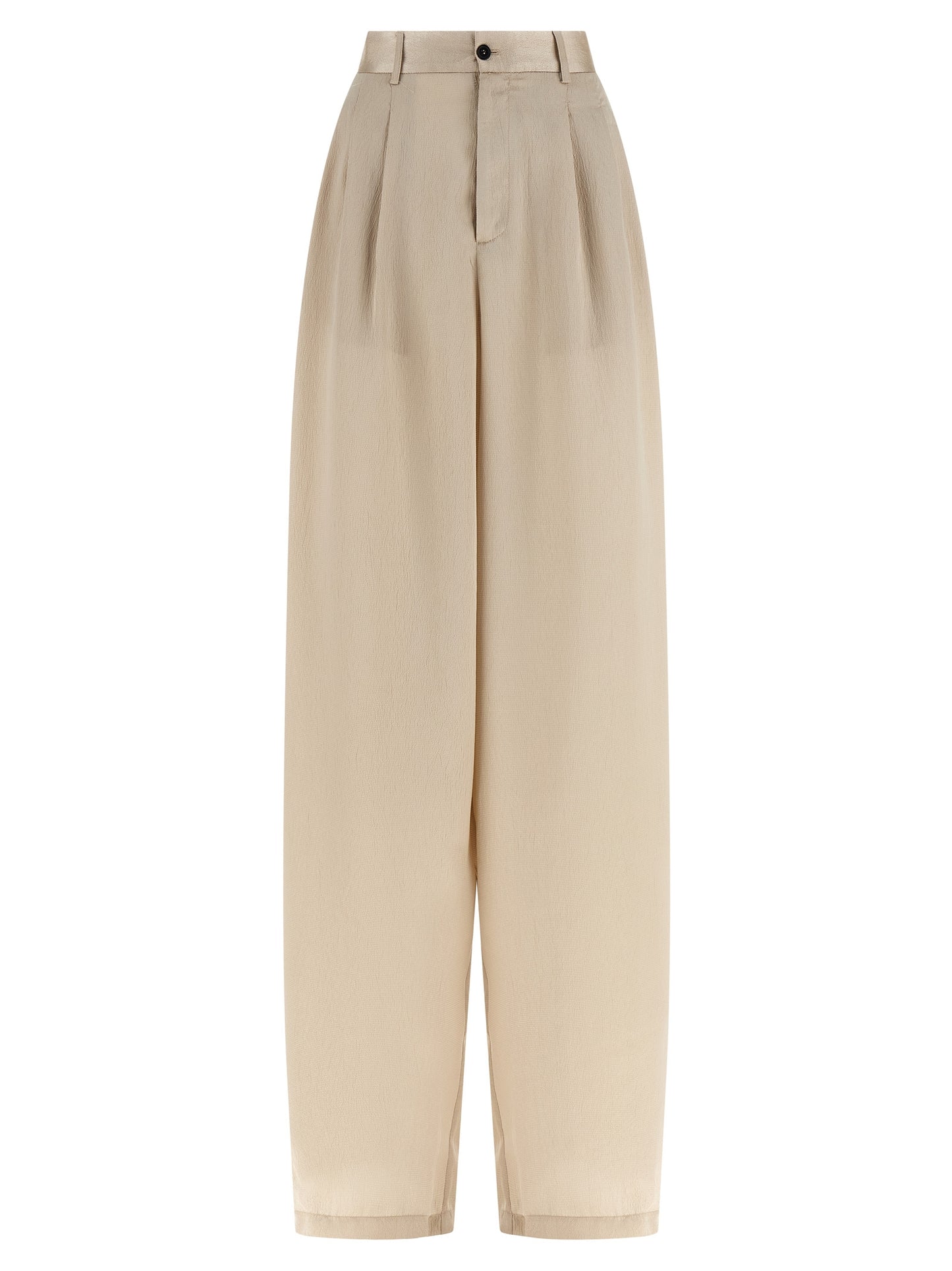 MAISON JEJIA Women's Wide High Rise Silk Polyester Satin Casual Pants - Beige