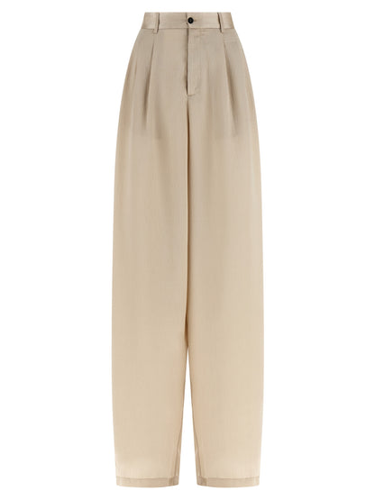 MAISON JEJIA Women's Wide High Rise Silk Polyester Satin Casual Pants - Beige