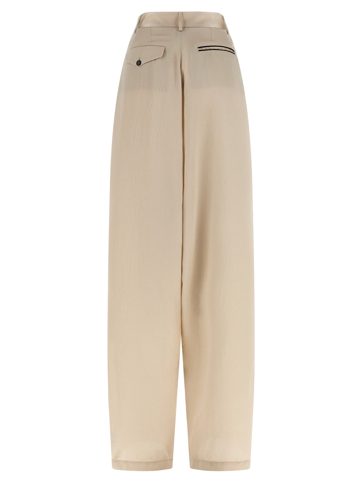 MAISON JEJIA Women's Wide High Rise Silk Polyester Satin Casual Pants - Beige