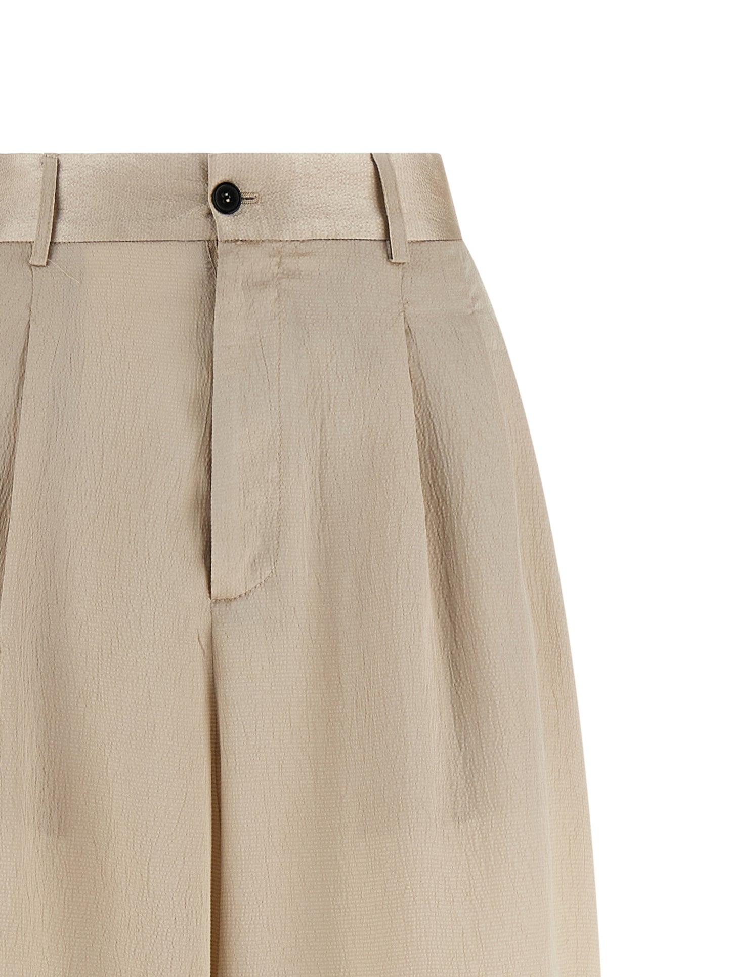 MAISON JEJIA Women's Wide High Rise Silk Polyester Satin Casual Pants - Beige