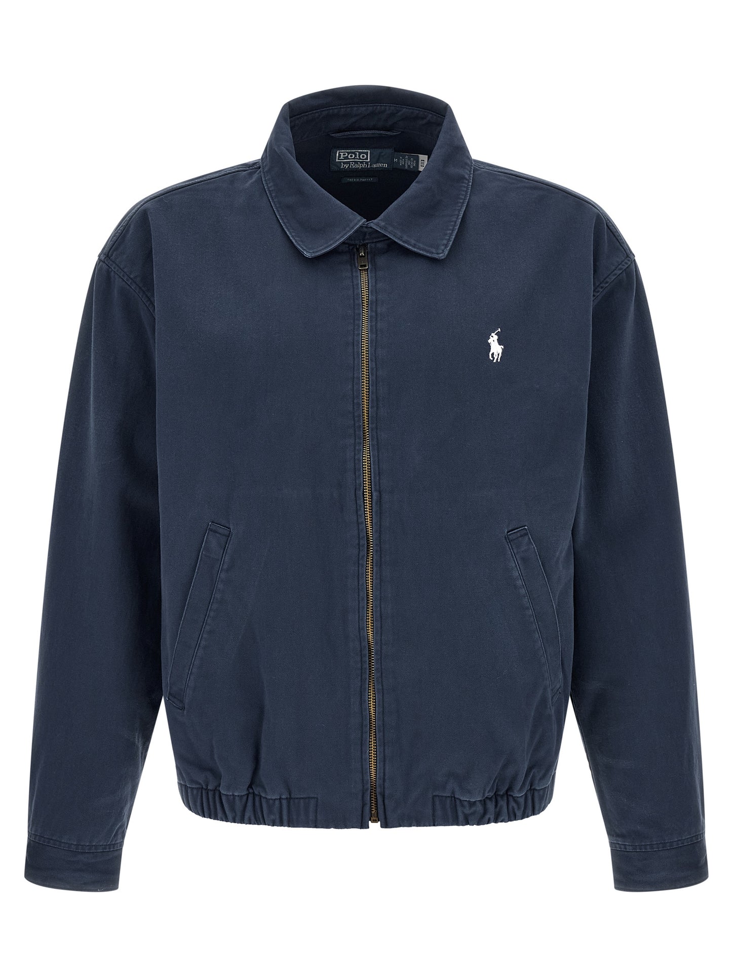 Overcoat by Polo Ralph Lauren for men in cotton twill blue showcases a architectural silhouette, artfully detailed with a distinctive shirt-collar neckline and functional pockets for a architectural finish.