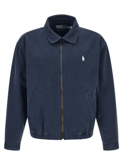 Overcoat by Polo Ralph Lauren for men in cotton twill blue showcases a architectural silhouette, artfully detailed with a distinctive shirt-collar neckline and functional pockets for a architectural finish.