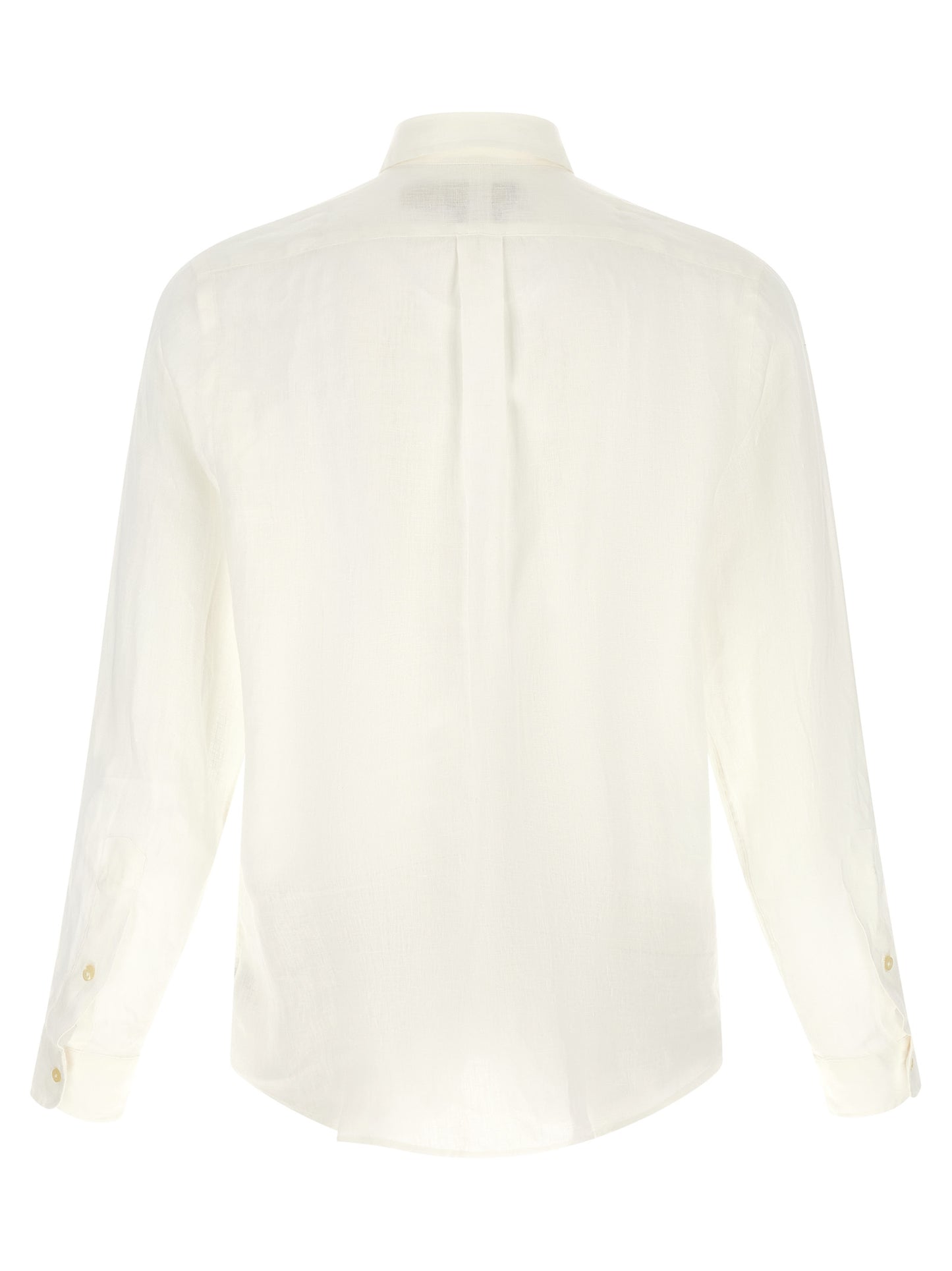 Shirt by Polo Ralph Lauren for men in linen white features an architectural silhouette with a refined and elegant for a architectural look.
