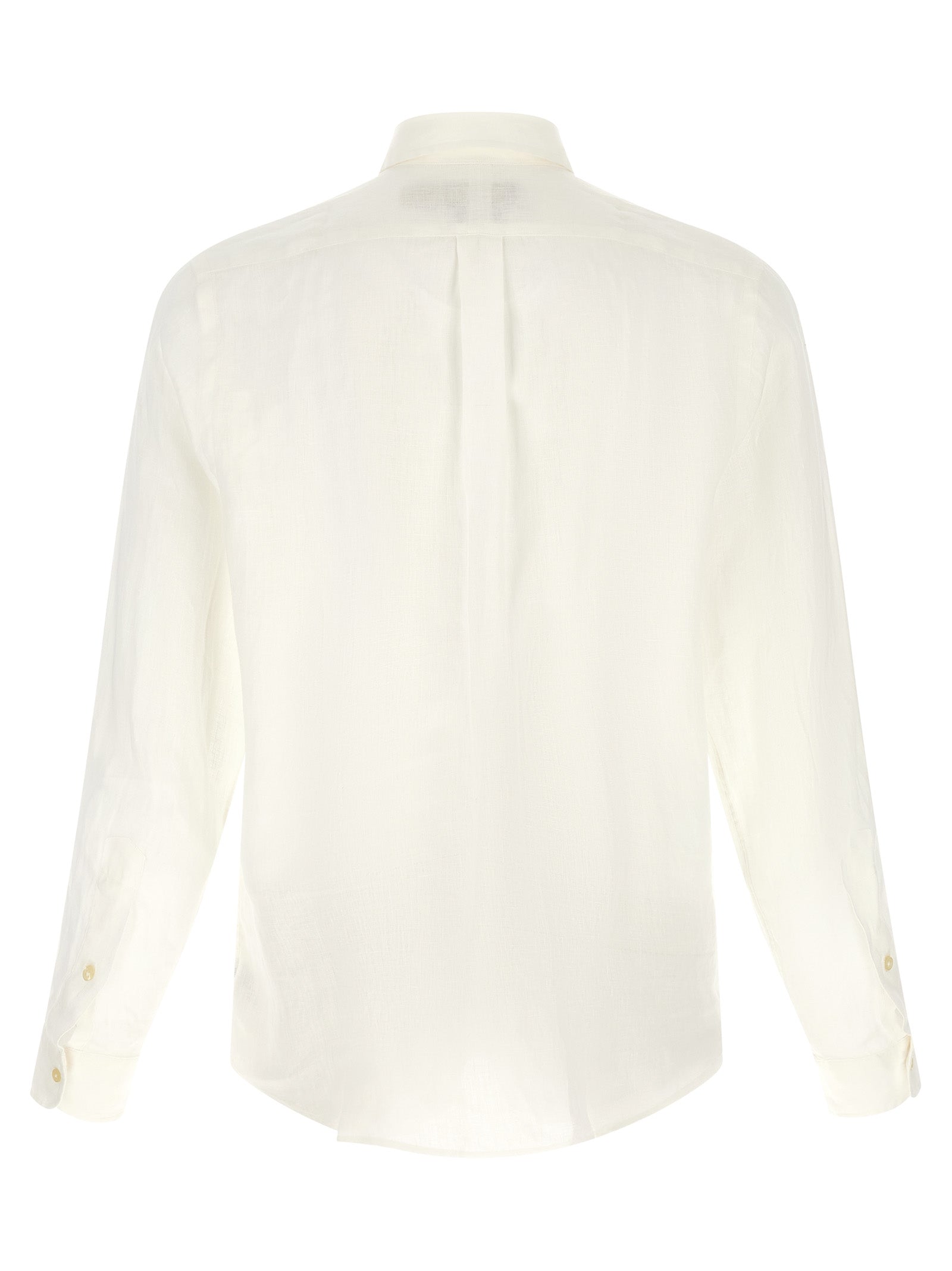Shirt by Polo Ralph Lauren for men in linen white features an architectural silhouette with a refined and elegant for a architectural look.