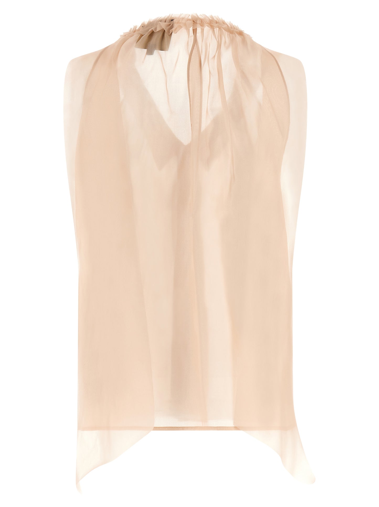 Blouse by MAISON JEJIA for women in silk multicolor, pink & transparent showcases a sublime silhouette, artfully detailed with a sublime shirt-collar neckline and for a sophisticated, sublime finish.