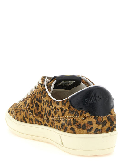 Sneakers by Autry for women in cowhide suede leather brown & print features an fashionable silhouette, showcasing the premium Women's Low Top Cowhide Suede Leather Sneakers in a fashionable low-top style that offers a fashionable finish for refined style.