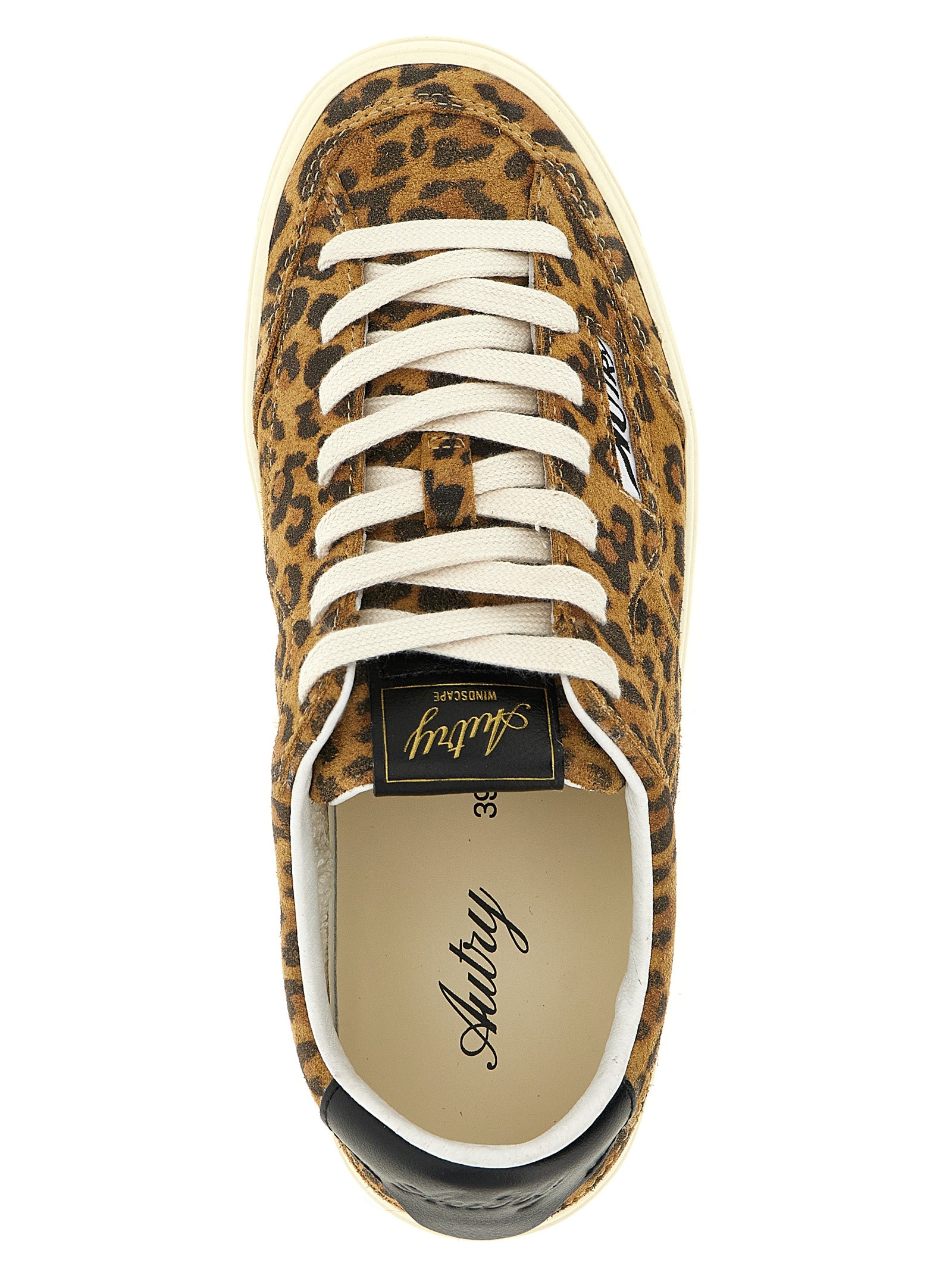 Sneakers by Autry for women in cowhide suede leather brown & print features a chic design, perfectly showcasing the chic low-top style of this Women's Low Top Cowhide Suede Leather Sneakers.