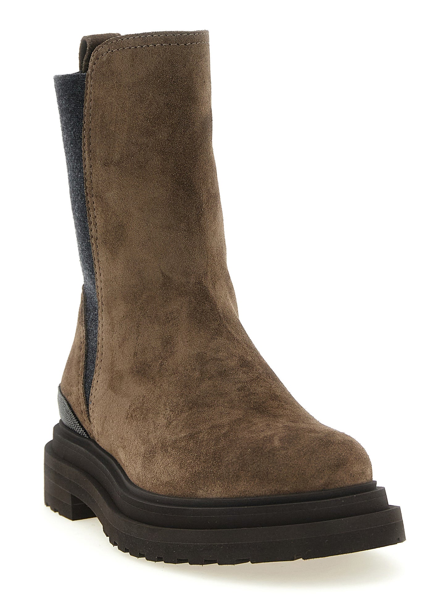 Ankle Boots by Brunello Cucinelli for women in suede calfskin leather brown showcases a impeccable silhouette as Monile Women's Suede Calfskin Leather Ankle Boots, artfully defined by a impeccable and a impeccable .