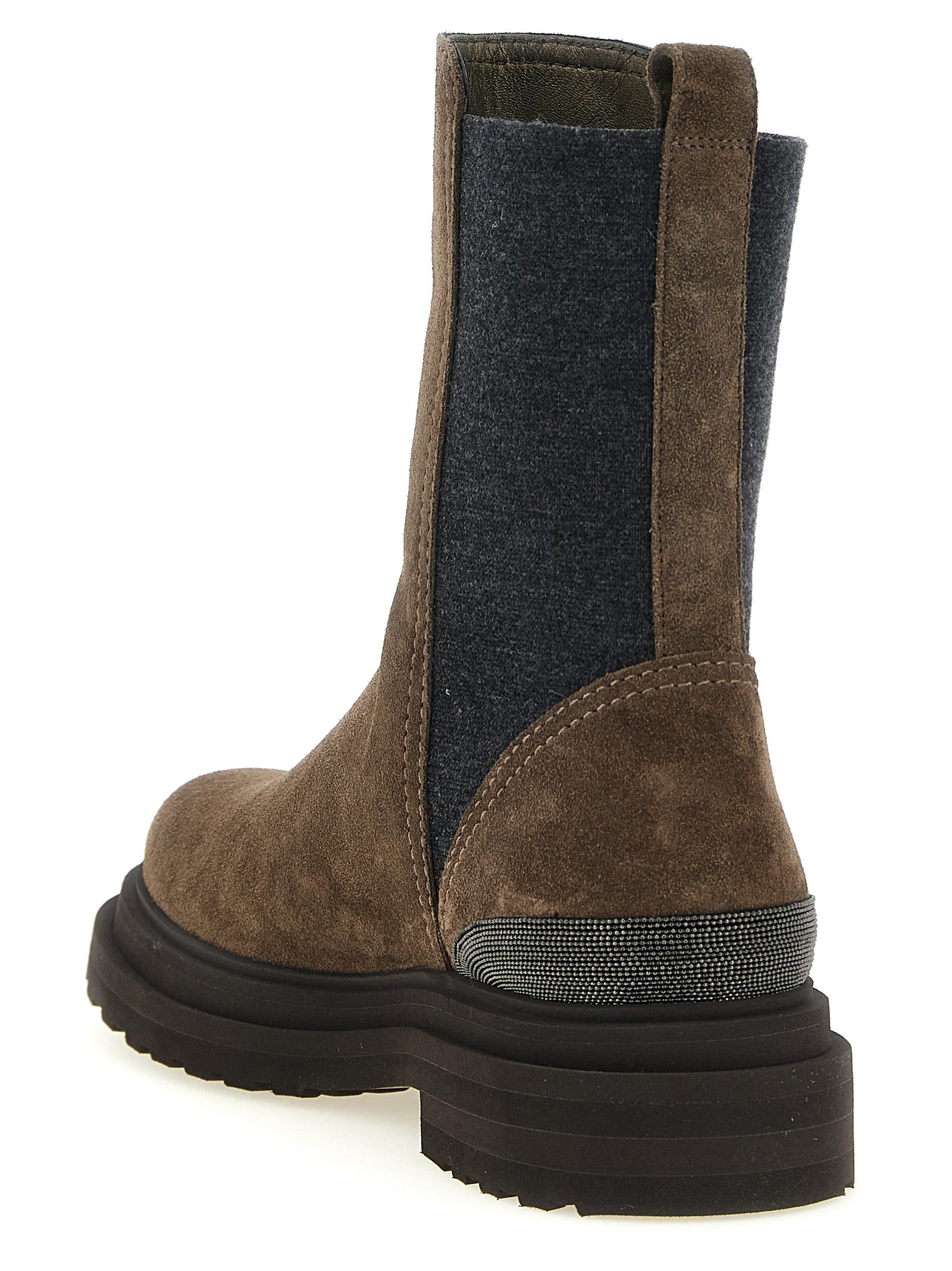 Ankle Boots by Brunello Cucinelli for women in suede calfskin leather brown features an dynamic silhouette, showcasing the dynamic Monile Women's Suede Calfskin Leather Ankle Boots design with its distinctive and elegant .