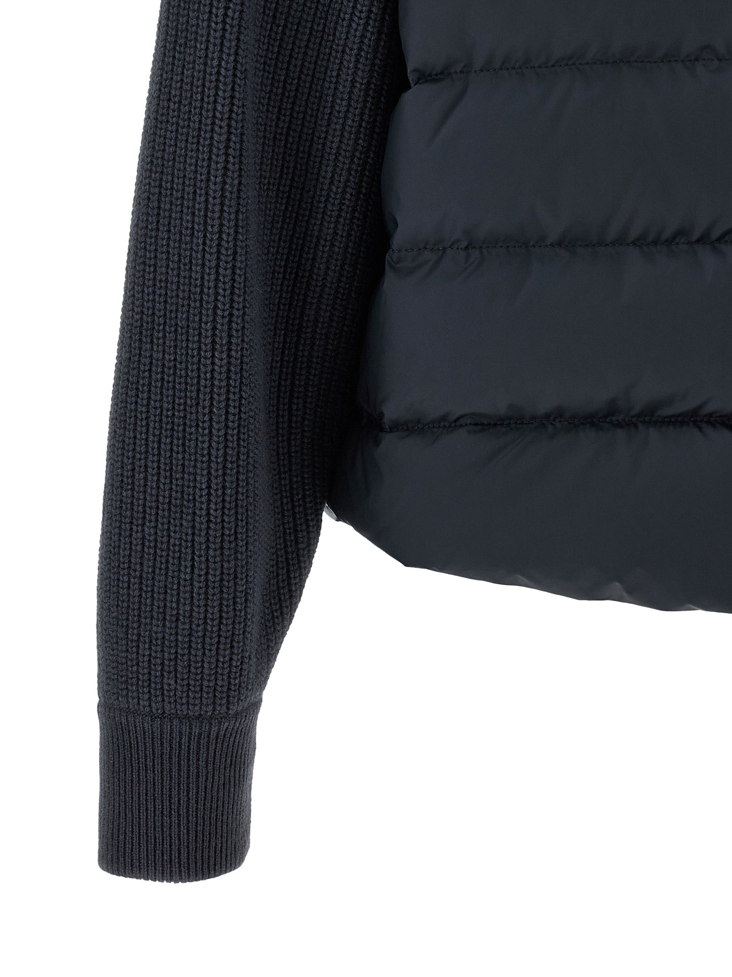 Puffer Jacket by Brunello Cucinelli for women in nylon polyester silk & cashmere virgin wool blue features an contemporary silhouette, showcasing a sophisticated and contemporary insulated for a truly refined look.