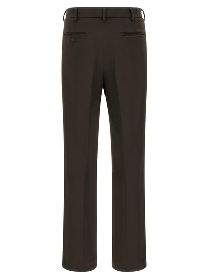 Trousers by SECOND/LAYER for men in stretch polyester brown features an on trend silhouette, showcasing a sophisticated straight-leg with a long and for an on trend finish.
