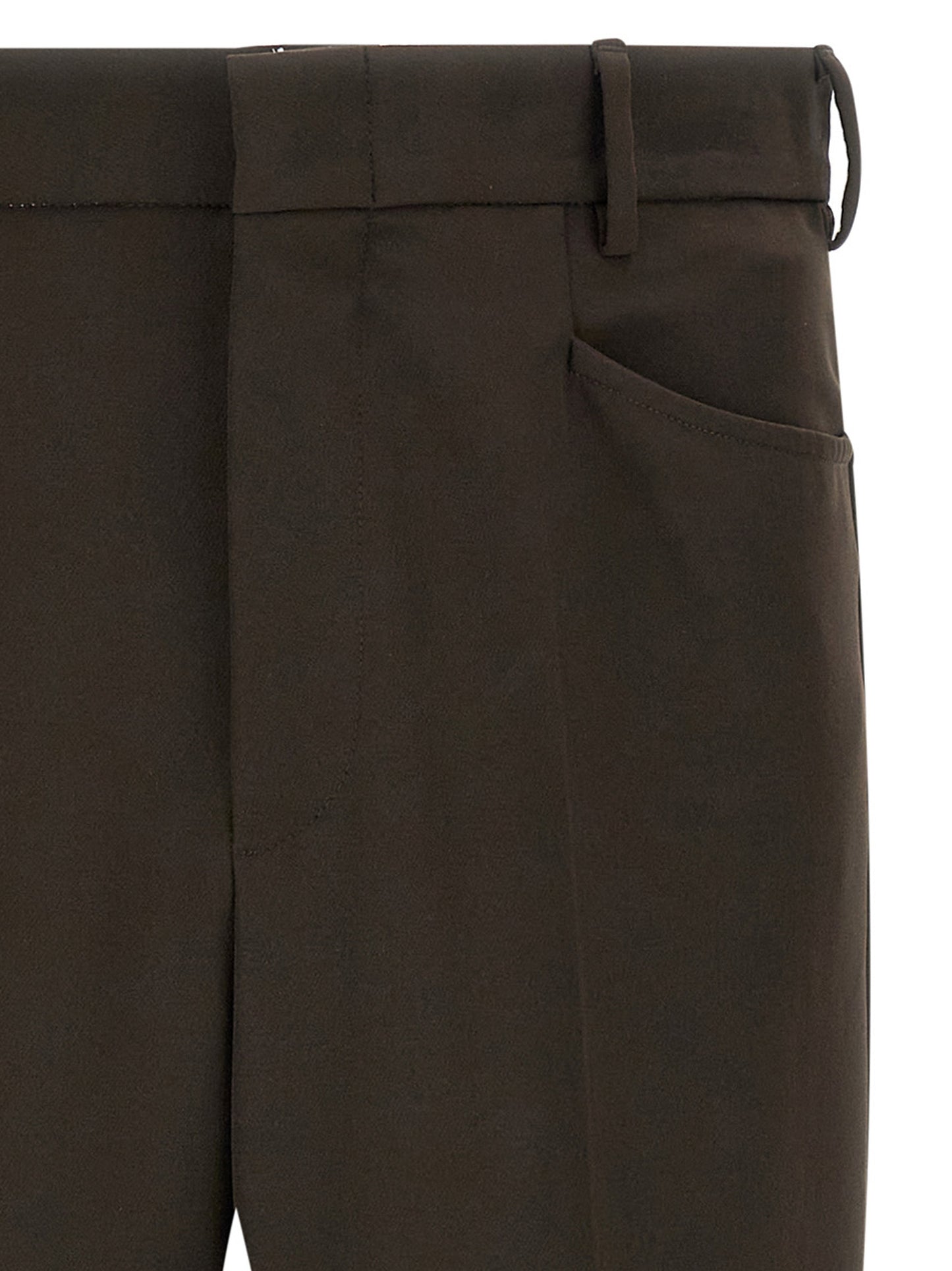 Trousers by SECOND/LAYER for men in stretch polyester brown presents a perennial silhouette, meticulously tailored with a straight-leg cut, long finish, and an elegant .
