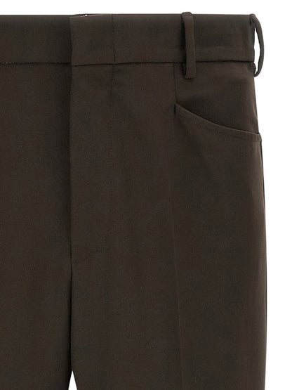 Trousers by SECOND/LAYER for men in stretch polyester brown presents a perennial silhouette, meticulously tailored with a straight-leg cut, long finish, and an elegant .