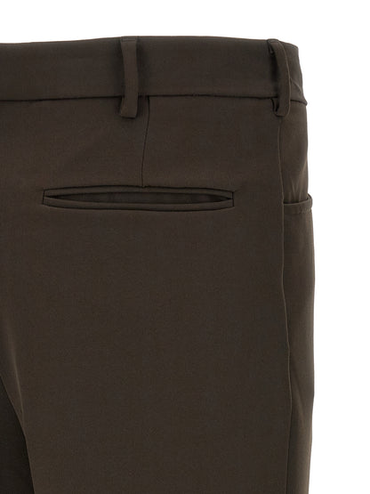 Trousers by SECOND/LAYER for men in stretch polyester brown features an sartorial silhouette, showcasing a precise straight-leg and long with a sartorial for a refined look.