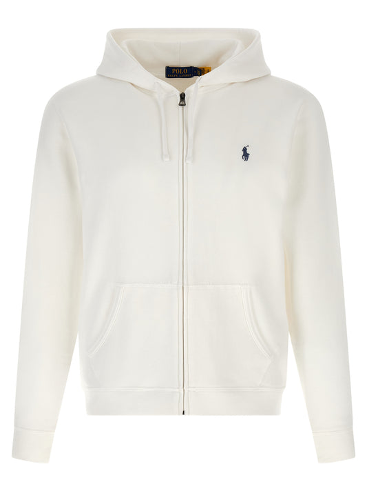 Sweatshirt Hoodie by Polo Ralph Lauren for men in cotton polyester white & signature features an avant-garde silhouette, showcasing a sophisticated hooded neckline and detail for a truly avant-garde finish.