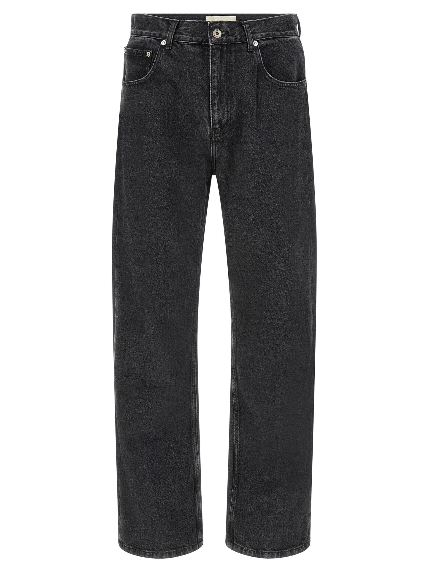 Jeans by SECOND/LAYER for men in denim cotton black & signature presents a tailored silhouette, showcasing a tailored straight-leg & wide and long cut with a refined for a truly tailored aesthetic.