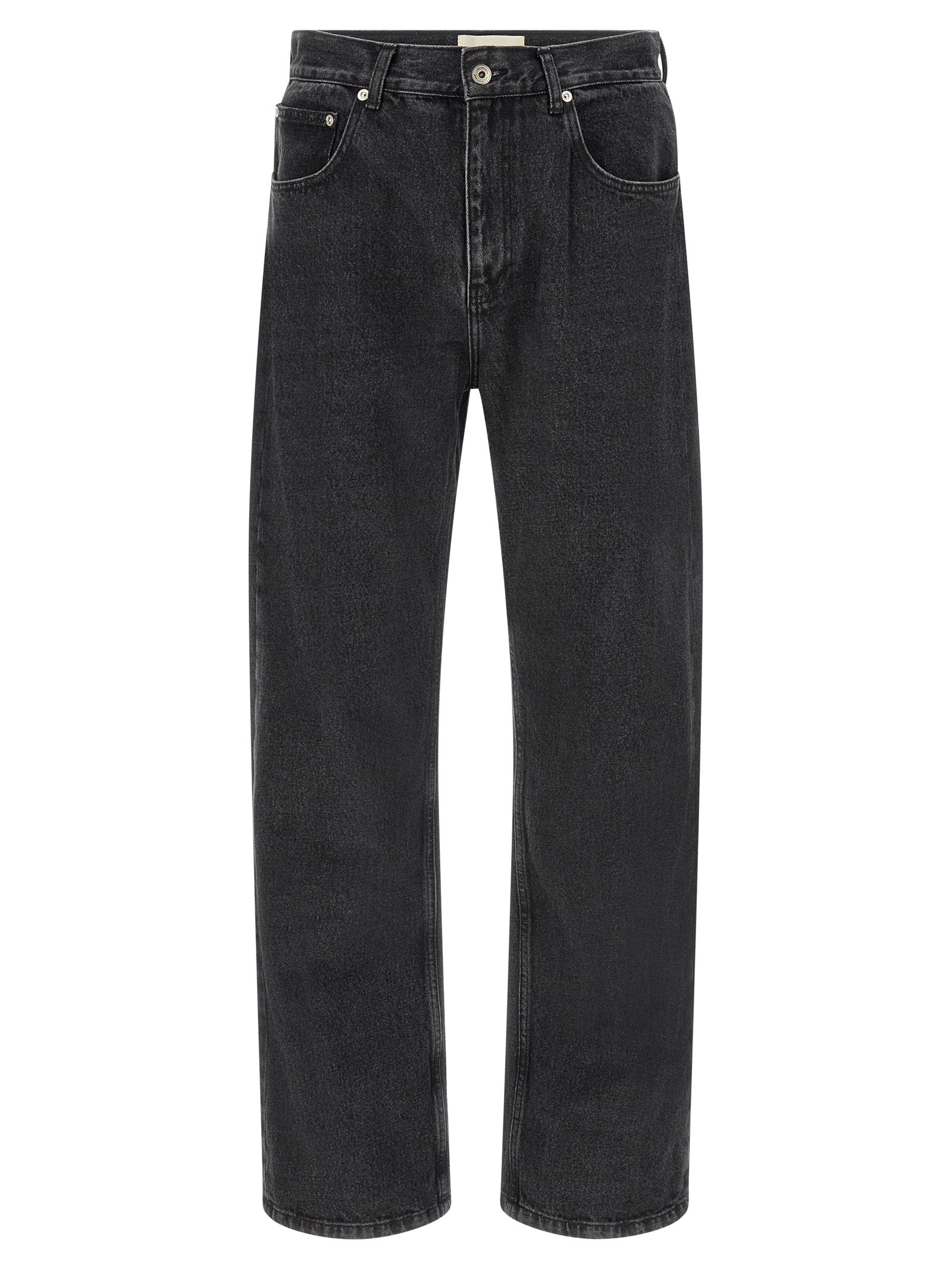 Jeans by SECOND/LAYER for men in denim cotton black & signature presents a tailored silhouette, showcasing a tailored straight-leg & wide and long cut with a refined for a truly tailored aesthetic.
