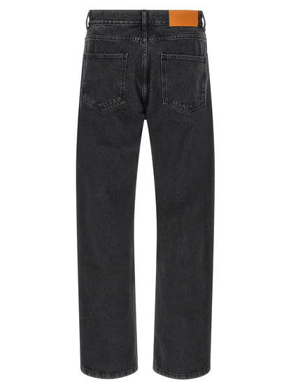 Jeans by SECOND/LAYER for men in denim cotton black & signature features a refined silhouette with a refined straight-leg & wide, defined by a and a refined long for a refined finish.