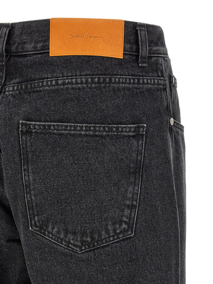Jeans by SECOND/LAYER for men in denim cotton black & signature presents a refined pantology silhouette, artfully defined by a refined pantology straight-leg & wide, long, and a sophisticated .