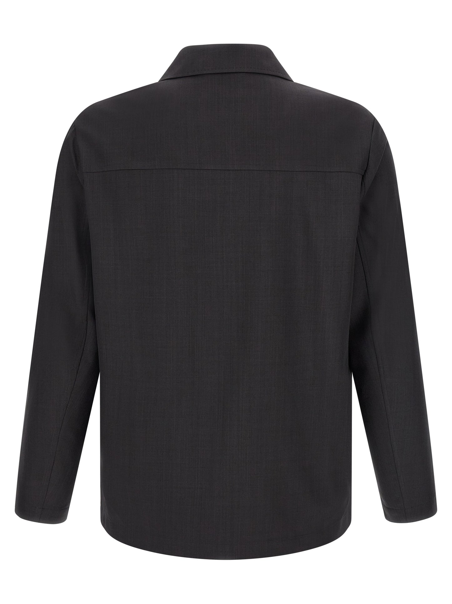 Shirt by SECOND/LAYER for men in polyester wool gray features an architectural silhouette with a refined and elegant for a architectural look.
