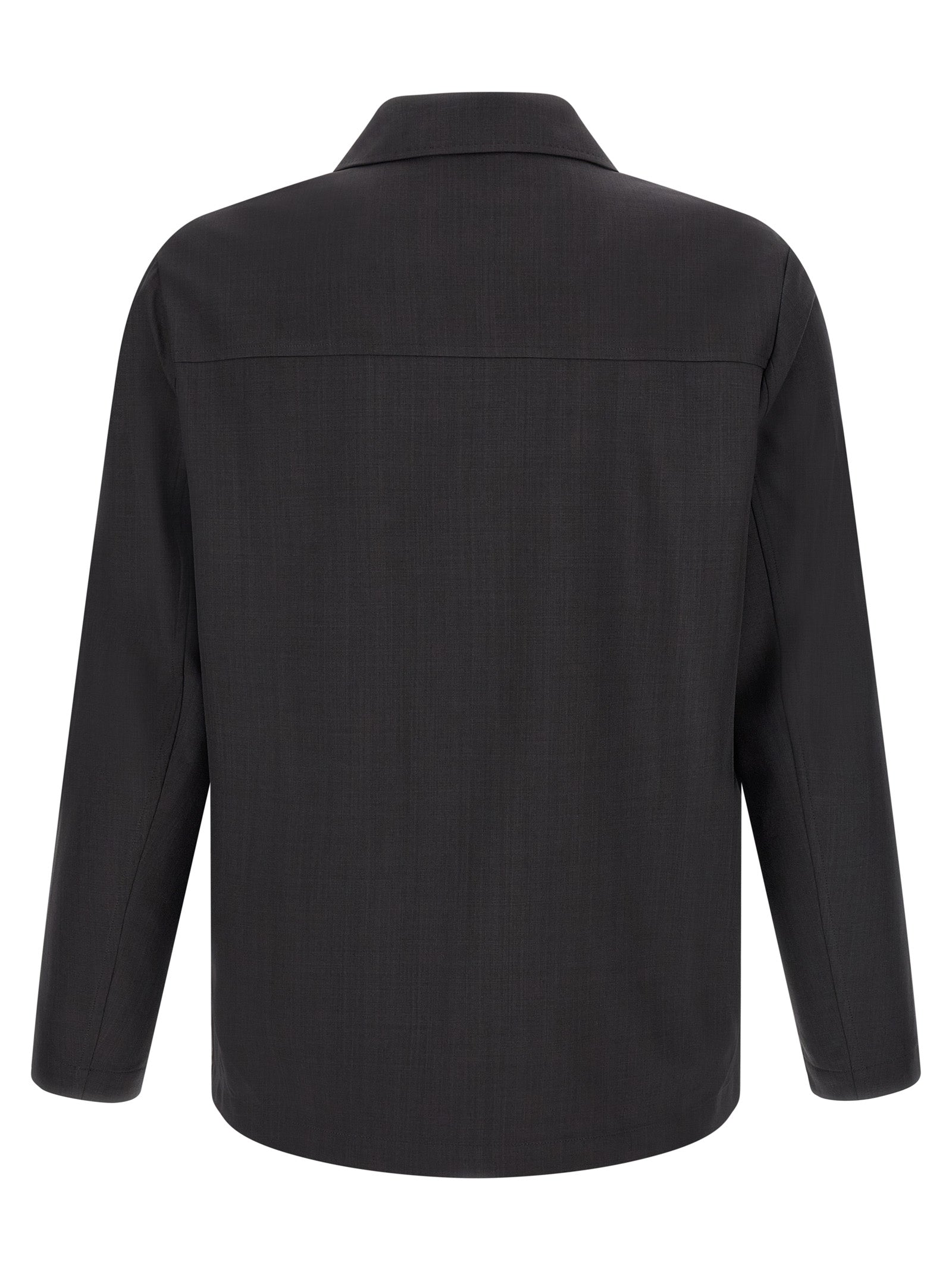 Shirt by SECOND/LAYER for men in polyester wool gray features an architectural silhouette with a refined and elegant for a architectural look.
