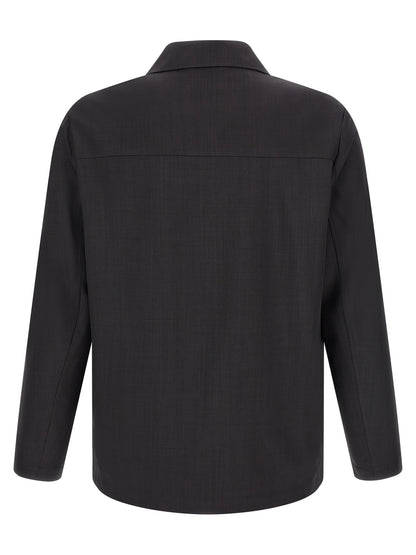 Shirt by SECOND/LAYER for men in polyester wool gray features an architectural silhouette with a refined and elegant for a architectural look.