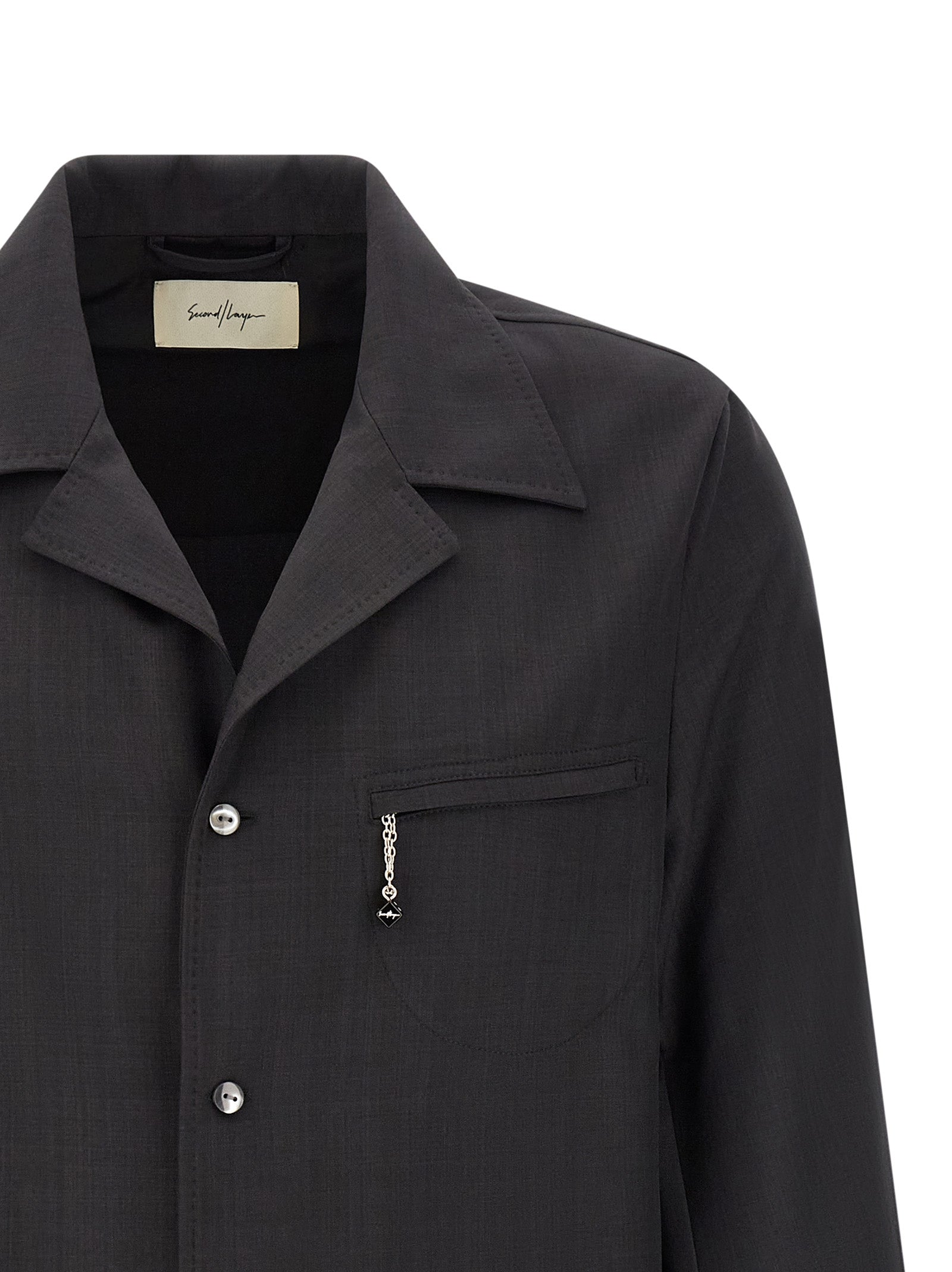 Shirt by SECOND/LAYER for men in polyester wool gray presents a discerning silhouette, showcasing a sophisticated and for a truly discerning finish.