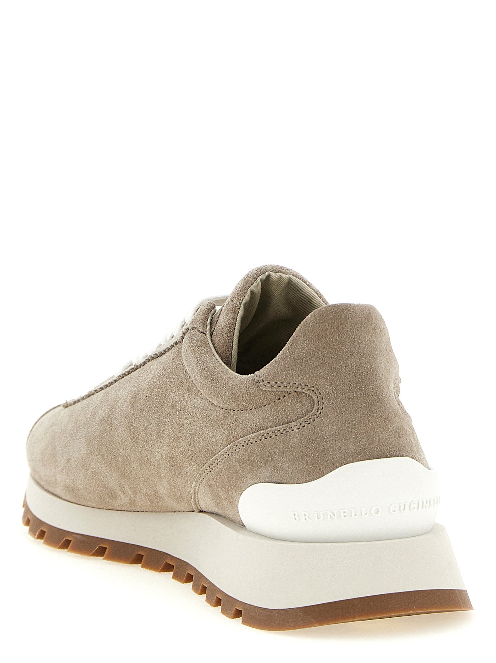 Athletic Sneakers by Brunello Cucinelli for women in bos taurus suede calfskin leather & tu beige showcases an impeccable silhouette, defined by an impeccable athletic style design that perfectly captures the essence of the Women's Athletic Bos Taurus Suede Calfskin Leather & TU Sneakers.
