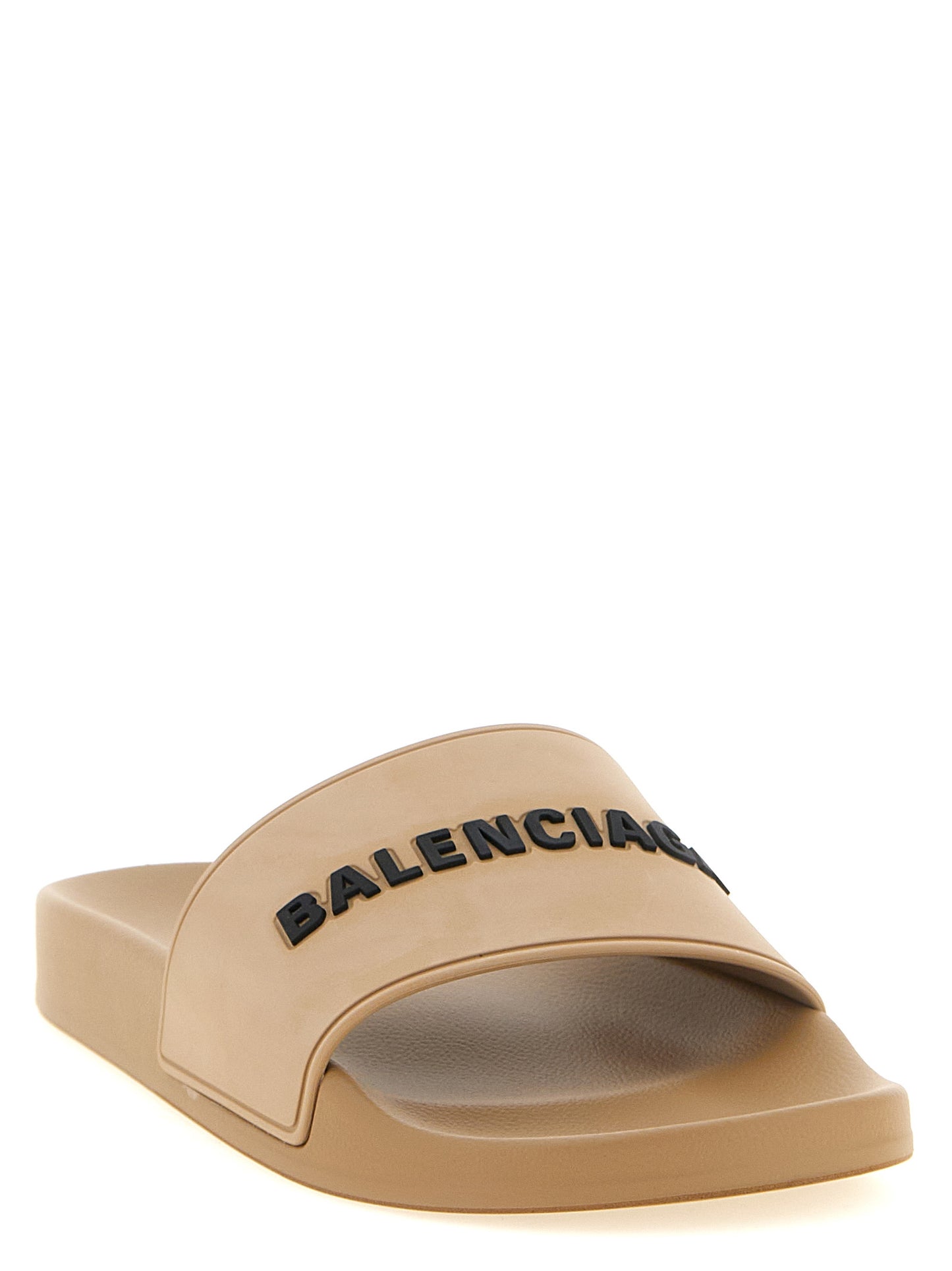 Sliders Sandals Flat Shoes by Balenciaga for women in thermoplastic polyurethane beige showcases a dynamic silhouette, artfully capturing City Women's Thermoplastic Polyurethane Sliders Sandals Flat Shoes through its distinctive and elegant .