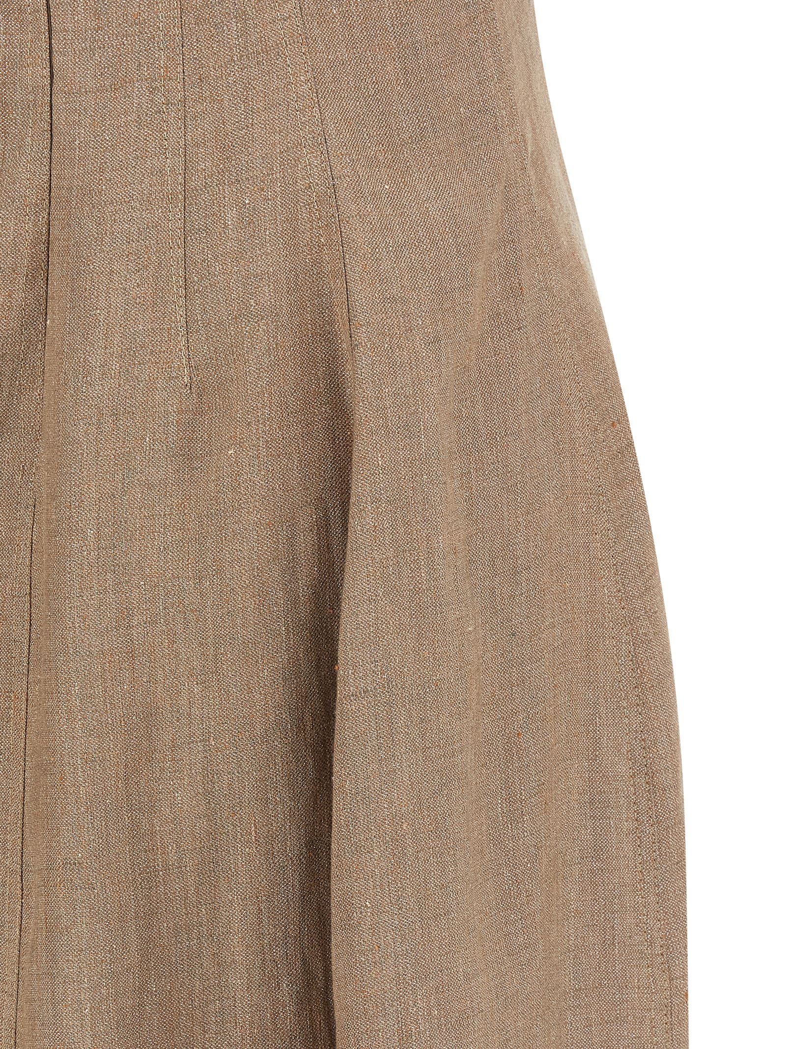 Dress by Brunello Cucinelli for women in silk linen polyester twill beige presents a sinuous silhouette, showcasing a sophisticated and detailed with a sinuous long for a refined finish.