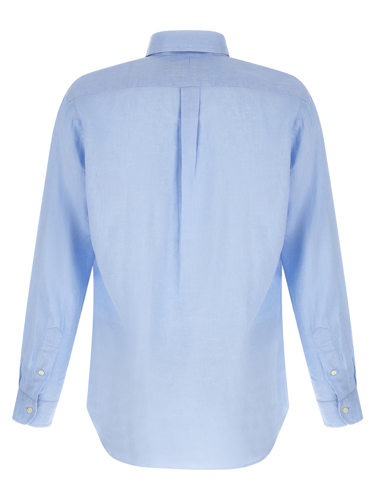 Shirt by Polo Ralph Lauren for men in linen light-blue & pearl, featuring a nuanced and nuanced for a sophisticated finish.