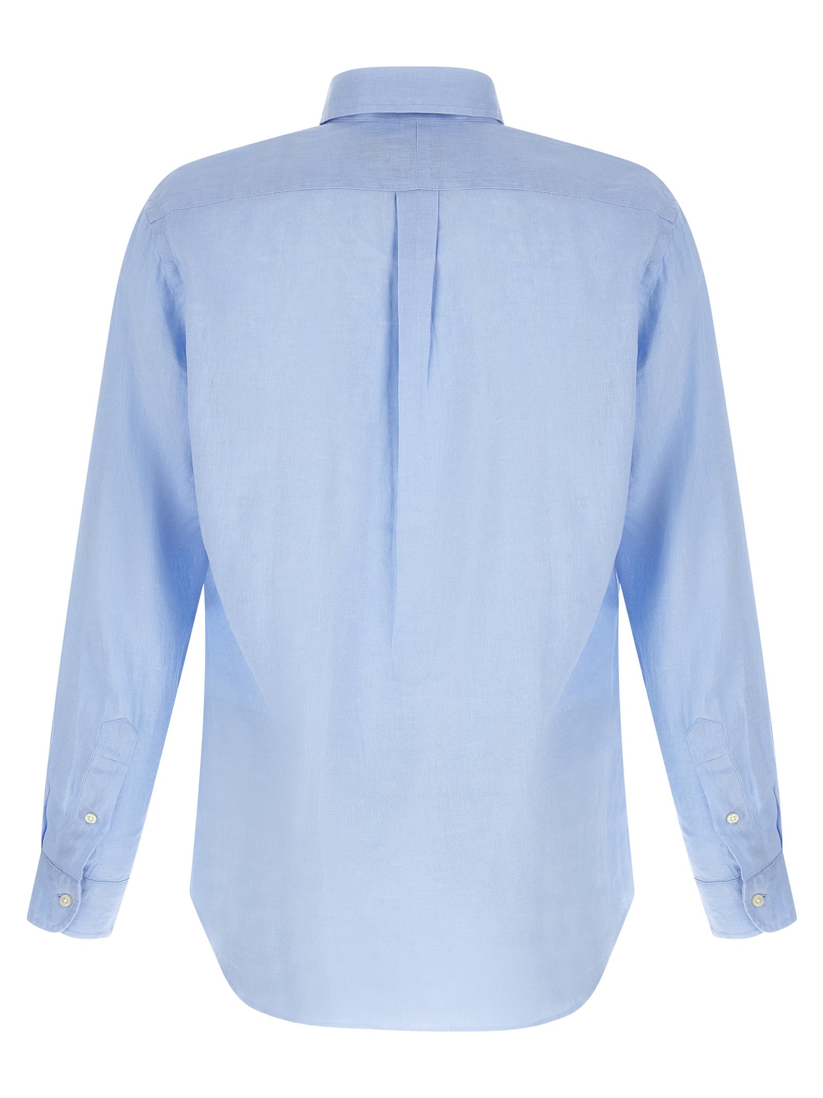 Shirt by Polo Ralph Lauren for men in linen light-blue & pearl, featuring a nuanced and nuanced for a sophisticated finish.