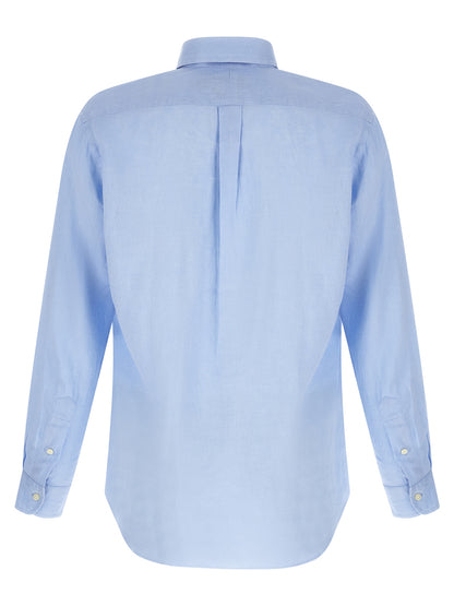 Shirt by Polo Ralph Lauren for men in linen light-blue & pearl, featuring a nuanced and nuanced for a sophisticated finish.