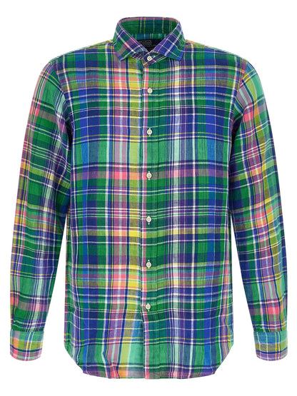 Shirt by Polo Ralph Lauren for men in linen multicolor, pearl & patterned features an architectural silhouette with a refined and elegant for a architectural look.