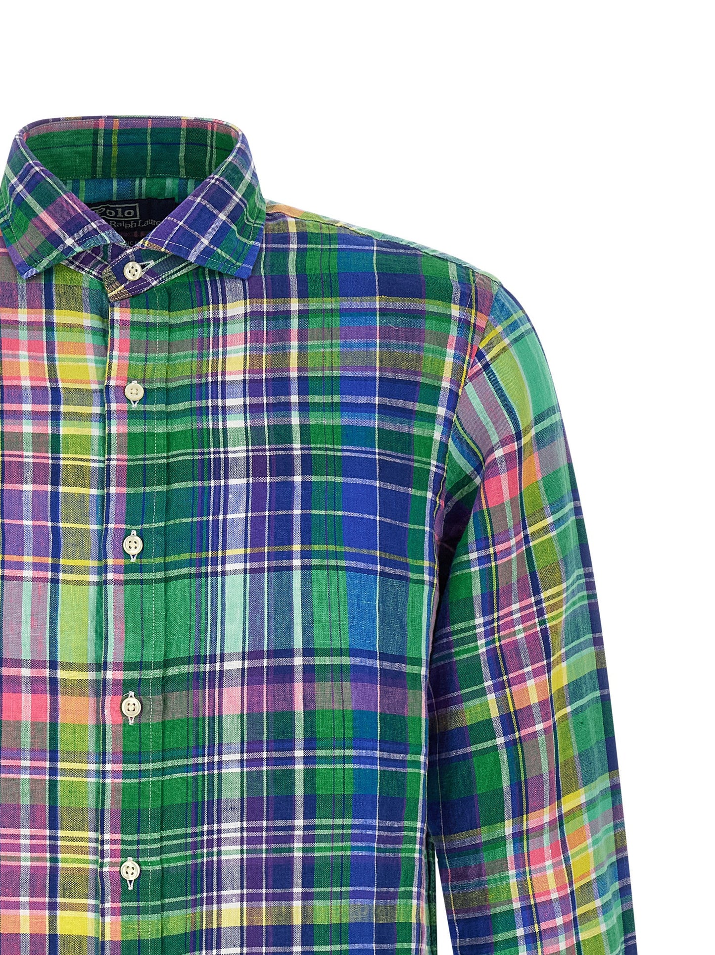 Shirt by Polo Ralph Lauren for men in linen multicolor, pearl & patterned presents a discerning silhouette, showcasing a sophisticated and for a truly discerning finish.