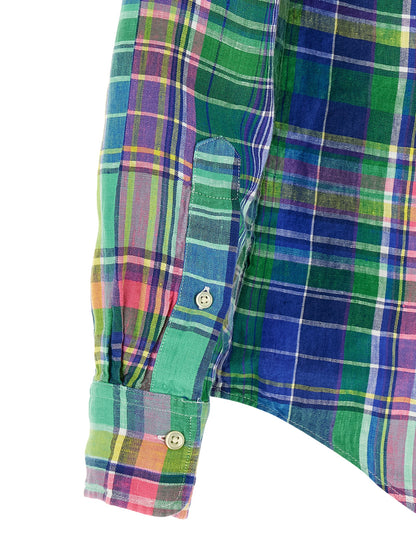 Shirt by Polo Ralph Lauren for men in linen multicolor, pearl & patterned features an polished silhouette, showcasing a sophisticated and detail for a truly polished finish.