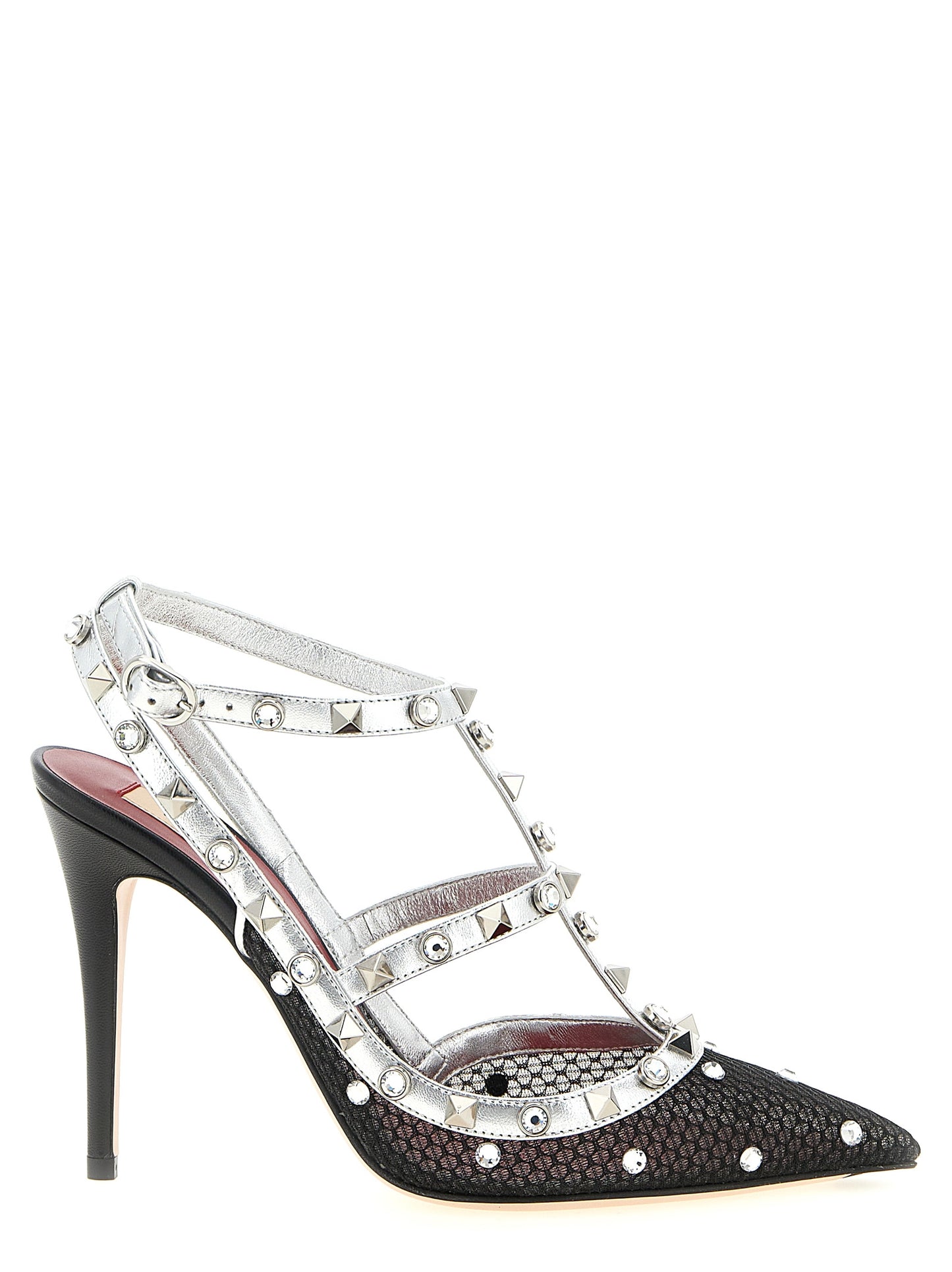 High-Heel Stiletto Pumps Heels by Valentino Garavani for women in polyester leather multicolor & signature features an captivating silhouette, showcasing the elegant Rockstud Women's Polyester Leather High-Heel Stiletto Pumps Heels design with a stiletto high-heel and a sophisticated pointed toe style.