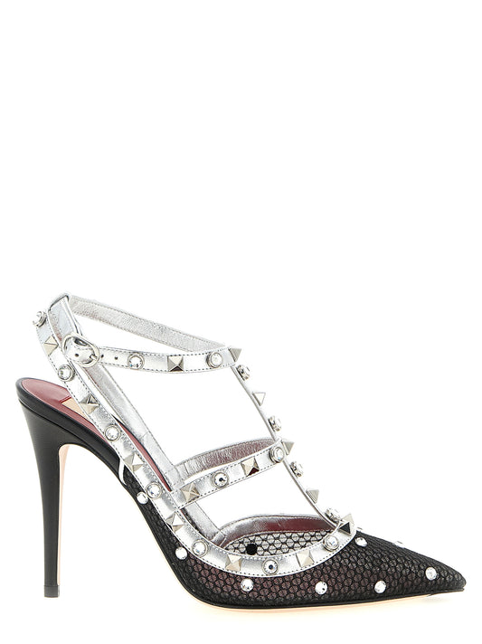 High-Heel Stiletto Pumps Heels by Valentino Garavani for women in polyester leather multicolor & signature features an captivating silhouette, showcasing the elegant Rockstud Women's Polyester Leather High-Heel Stiletto Pumps Heels design with a stiletto high-heel and a sophisticated pointed toe style.