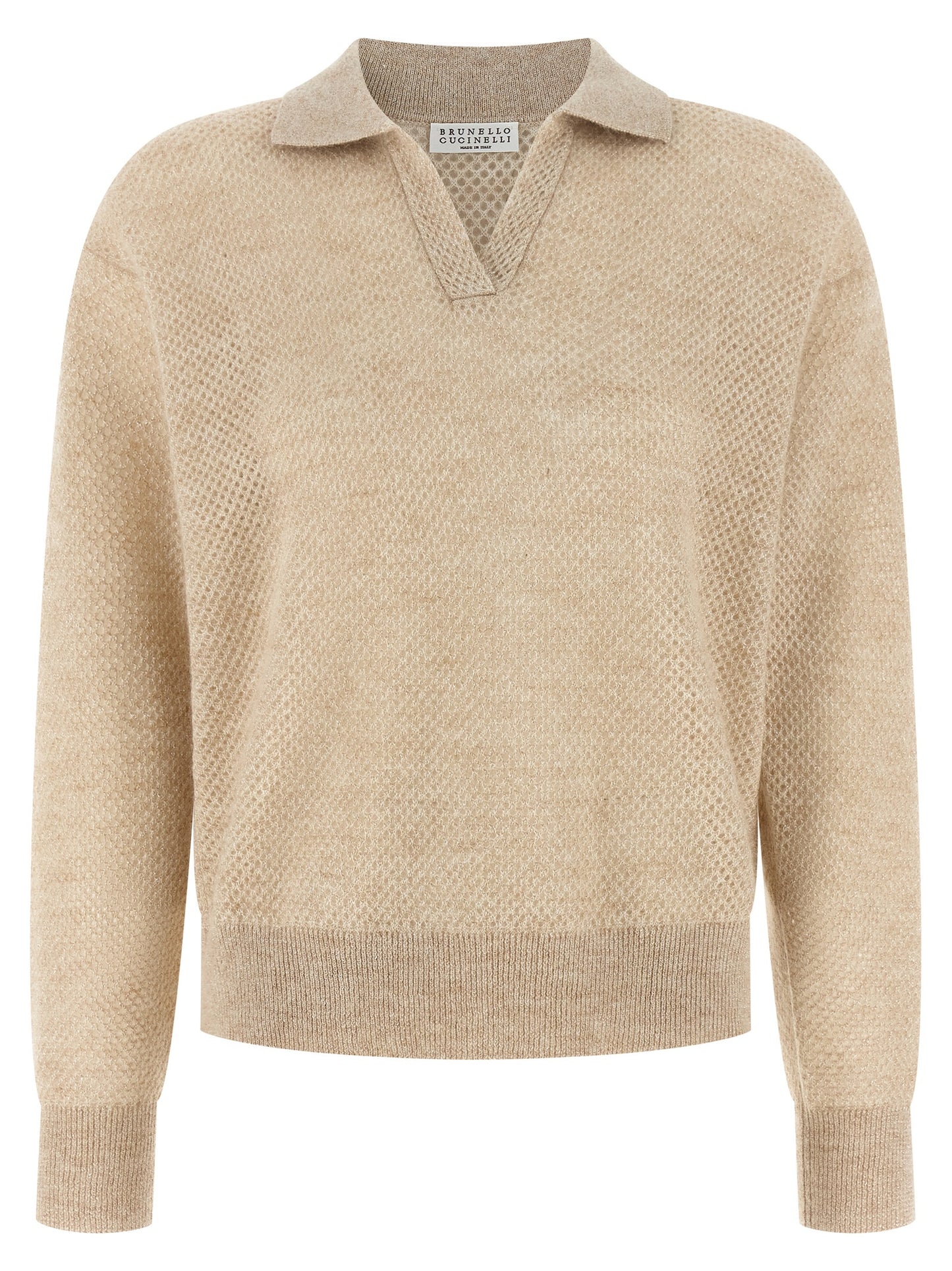 Polo Shirt by Brunello Cucinelli for women in mohair wool & polyamide gold features a eye catching silhouette, showcasing a refined and long-sleeve for a eye catching finish.