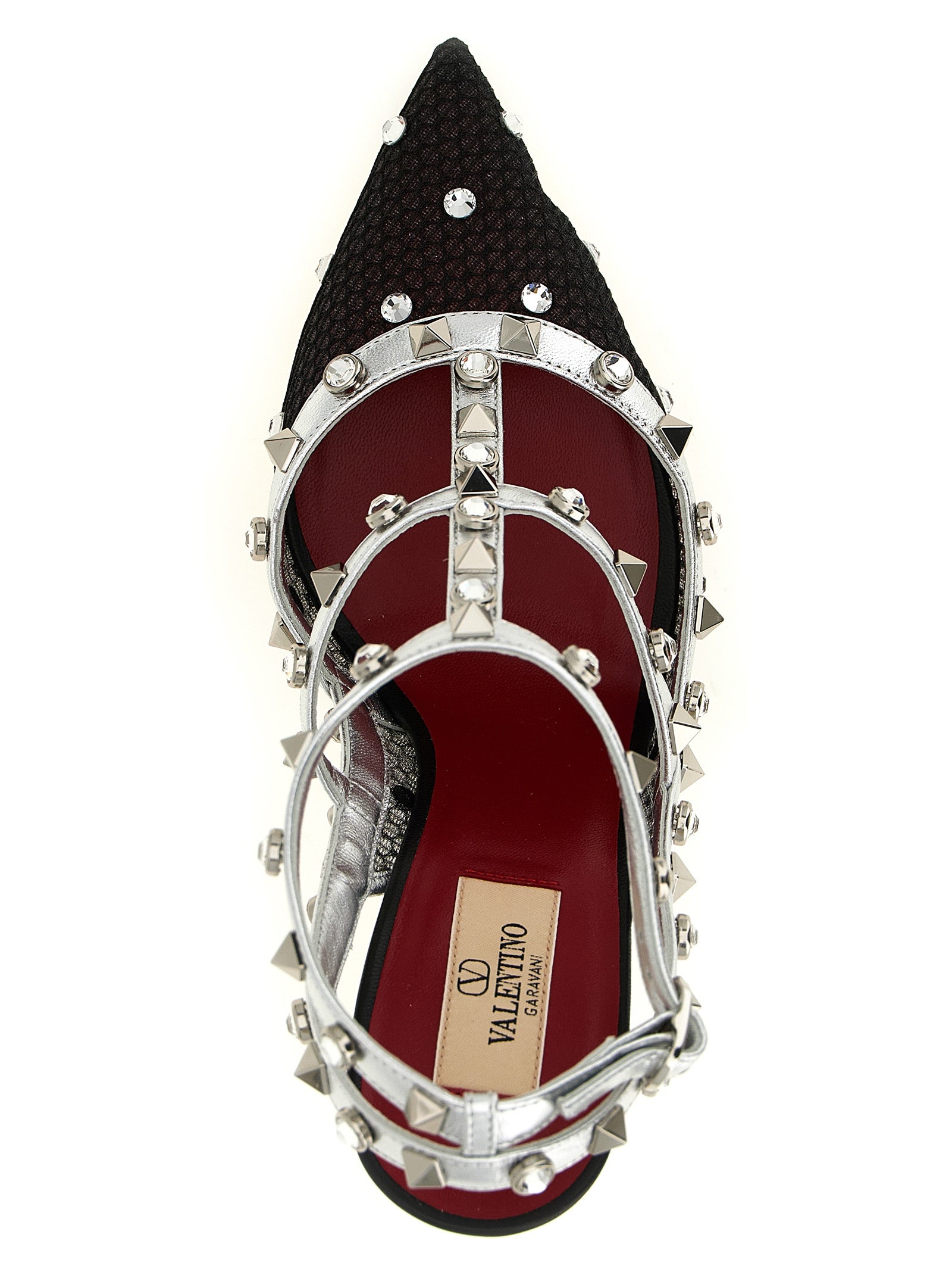 High-Heel Stiletto Pumps Heels by Valentino Garavani for women in polyester leather multicolor & signature features an captivating silhouette, showcasing the elegant Rockstud Women's Polyester Leather High-Heel Stiletto Pumps Heels design with a stiletto high-heel and a sophisticated pointed toe style.