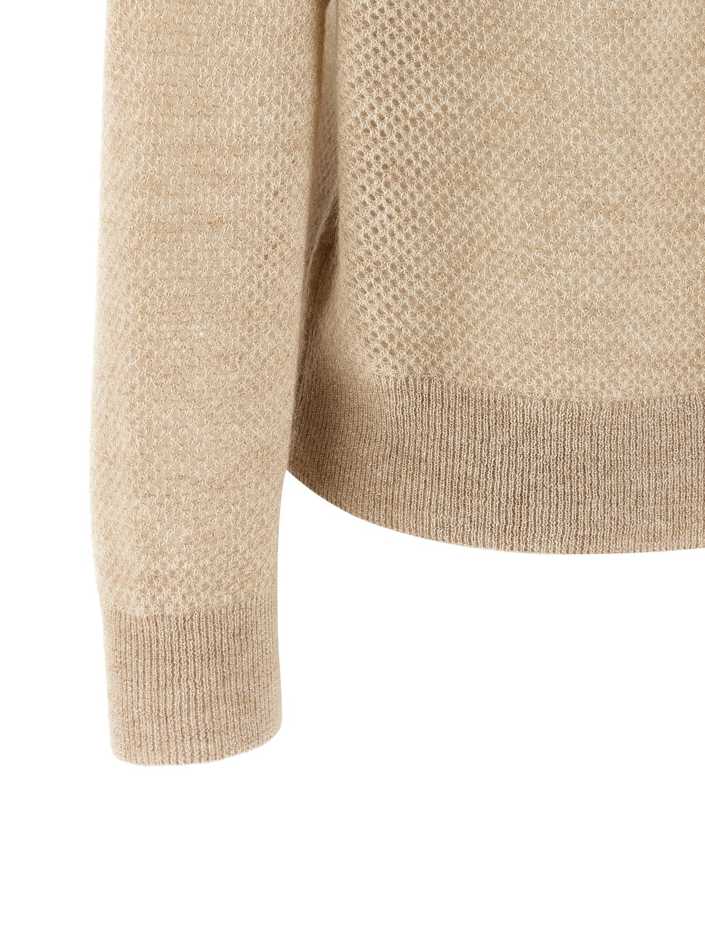Polo Shirt by Brunello Cucinelli for women in mohair wool & polyamide gold showcases a sharp silhouette, detailed with a refined and sharp for a sophisticated finish.