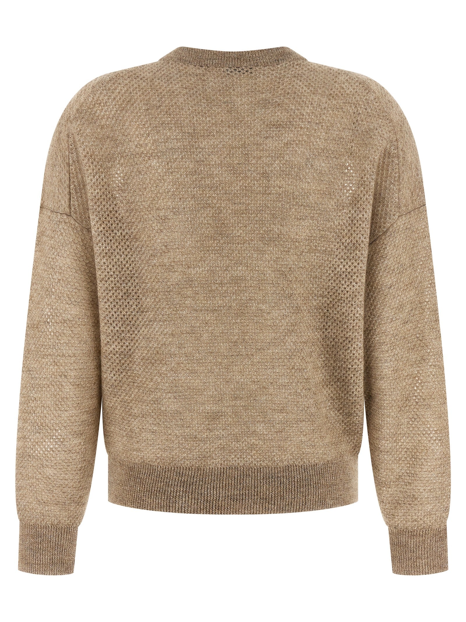 Cardigan by Brunello Cucinelli for women in mohair wool & polyamide beige presents a textural silhouette, artfully finished with a textural crew neckline and for a sophisticated, textural look.