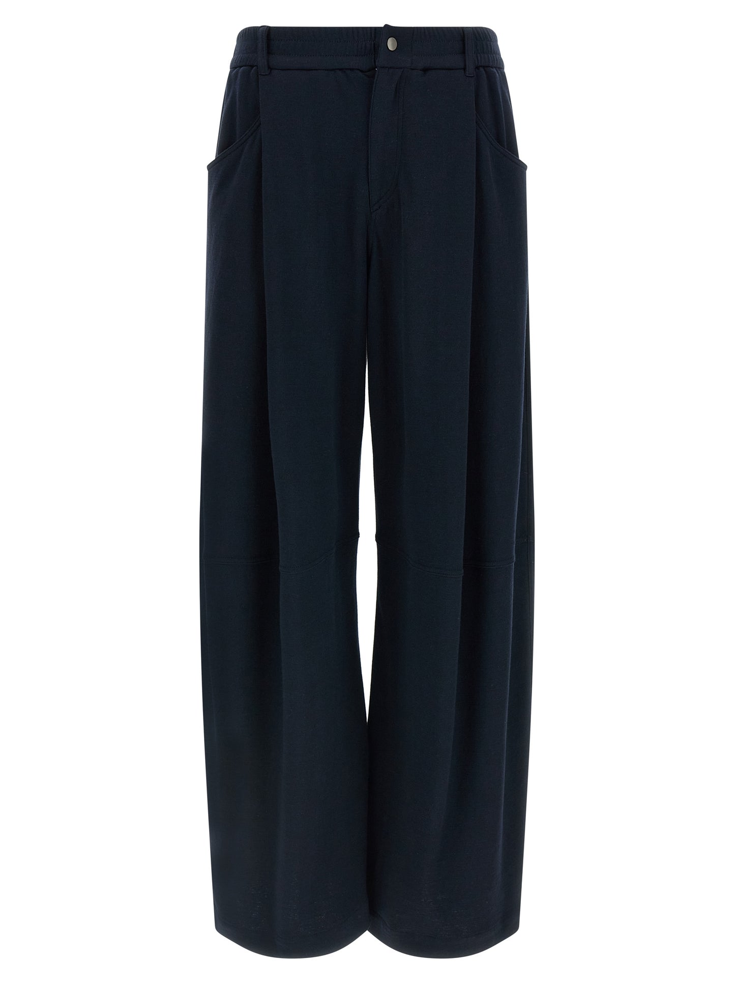 Trousers by Brunello Cucinelli for women in polyamide cotton silk blue presents a perennial silhouette, meticulously tailored with a wide cut, long finish, and an elegant .