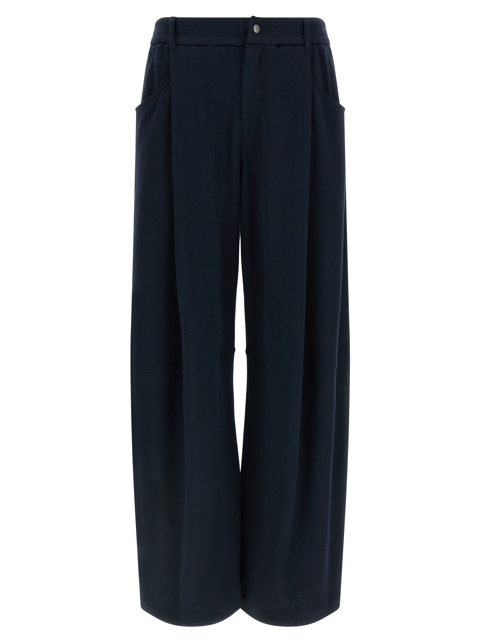 Trousers by Brunello Cucinelli for women in polyamide cotton silk blue presents a perennial silhouette, meticulously tailored with a wide cut, long finish, and an elegant .
