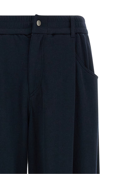 Trousers by Brunello Cucinelli for women in polyamide cotton silk blue features a artisanal silhouette, showcasing a sophisticated wide with a long and for a artisanal finish.