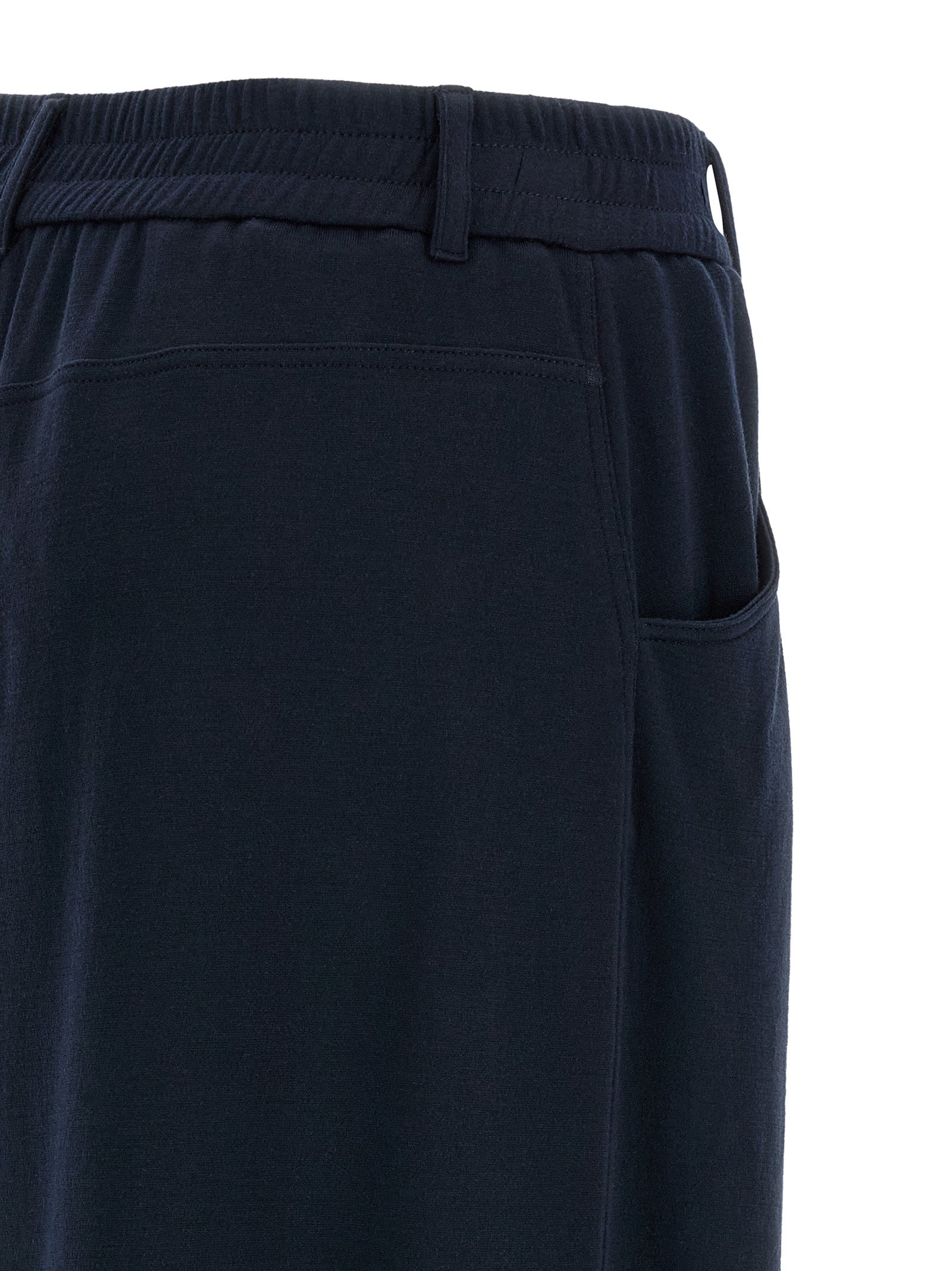 Trousers by Brunello Cucinelli for women in polyamide cotton silk blue presents a smart silhouette, meticulously detailed with a smart wide, a smart long, and a smart .
